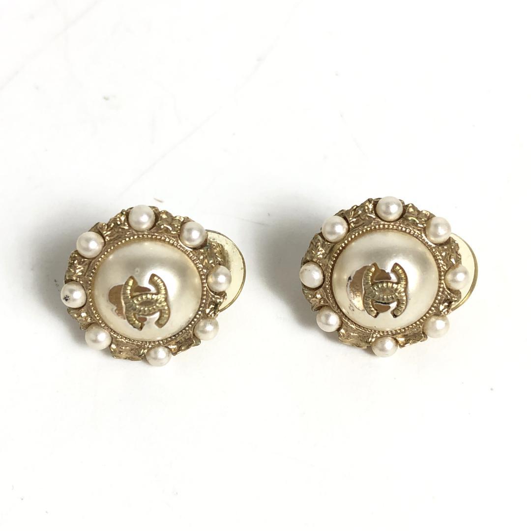 12D368|シャネル|イヤリング|ココマーク|ロゴ|パール|両耳|ゴールド金具