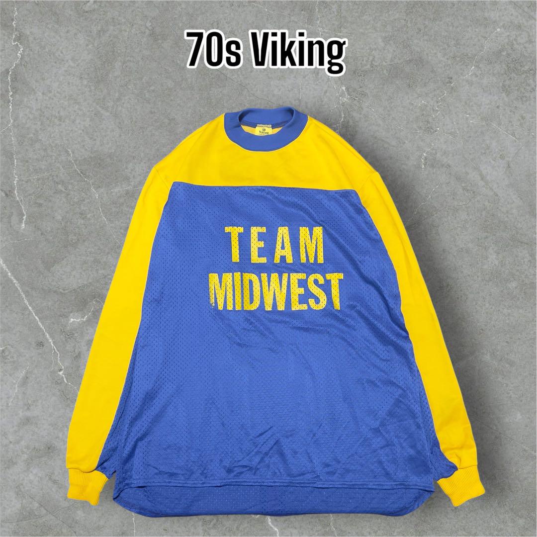 【70sVintage】Vikingアメリカ製ナイロンメッシュジャージ XL