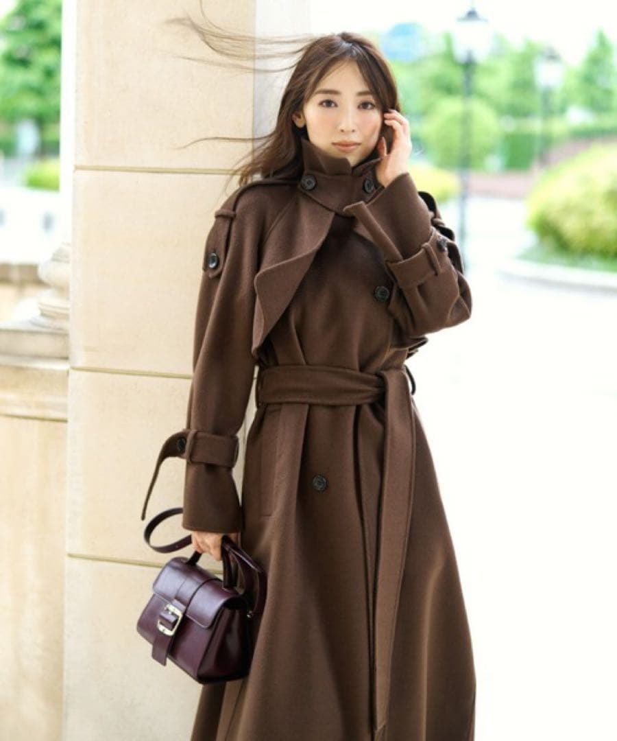 スナイデル ウロコカシミアロングコート ブラウンS Snidel