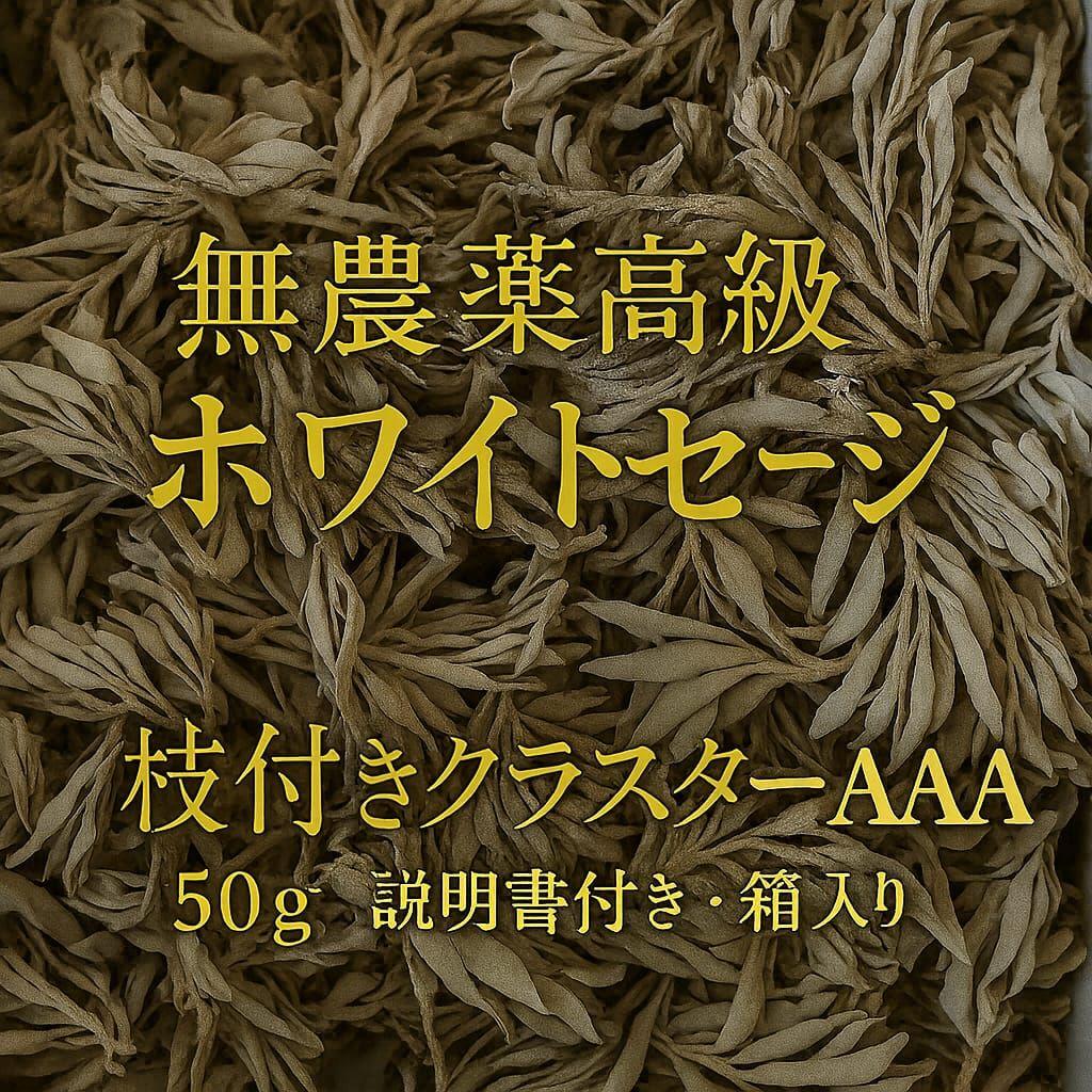 激安価格☆無農薬ホワイトセージ枝付きクラスター50g説明書付き