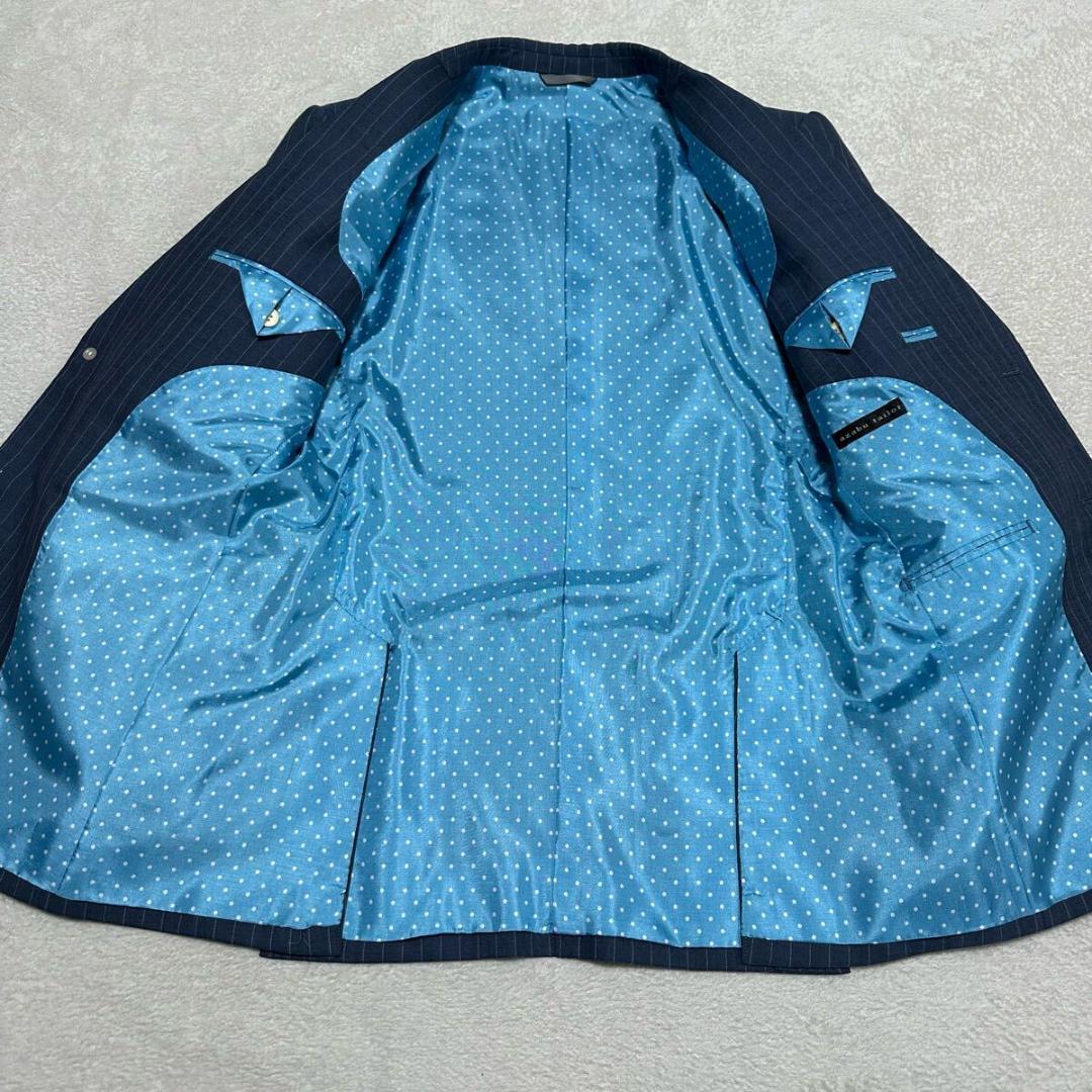 ≪超目玉★12月≫ 美品 麻布テーラー 裏地ドット柄 ストライプ オーダー スーツ 本 スーツ