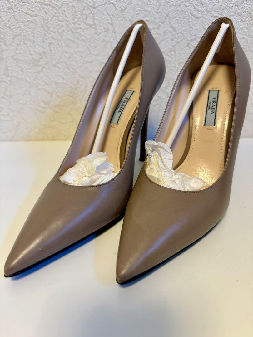 PRADA ベージュ ポインテッドトゥ ハイヒール 38.5 難あり プラダ PRADA ベージュ ポインテッドトゥ ハイヒール 38.5 難あり プラダ 靴