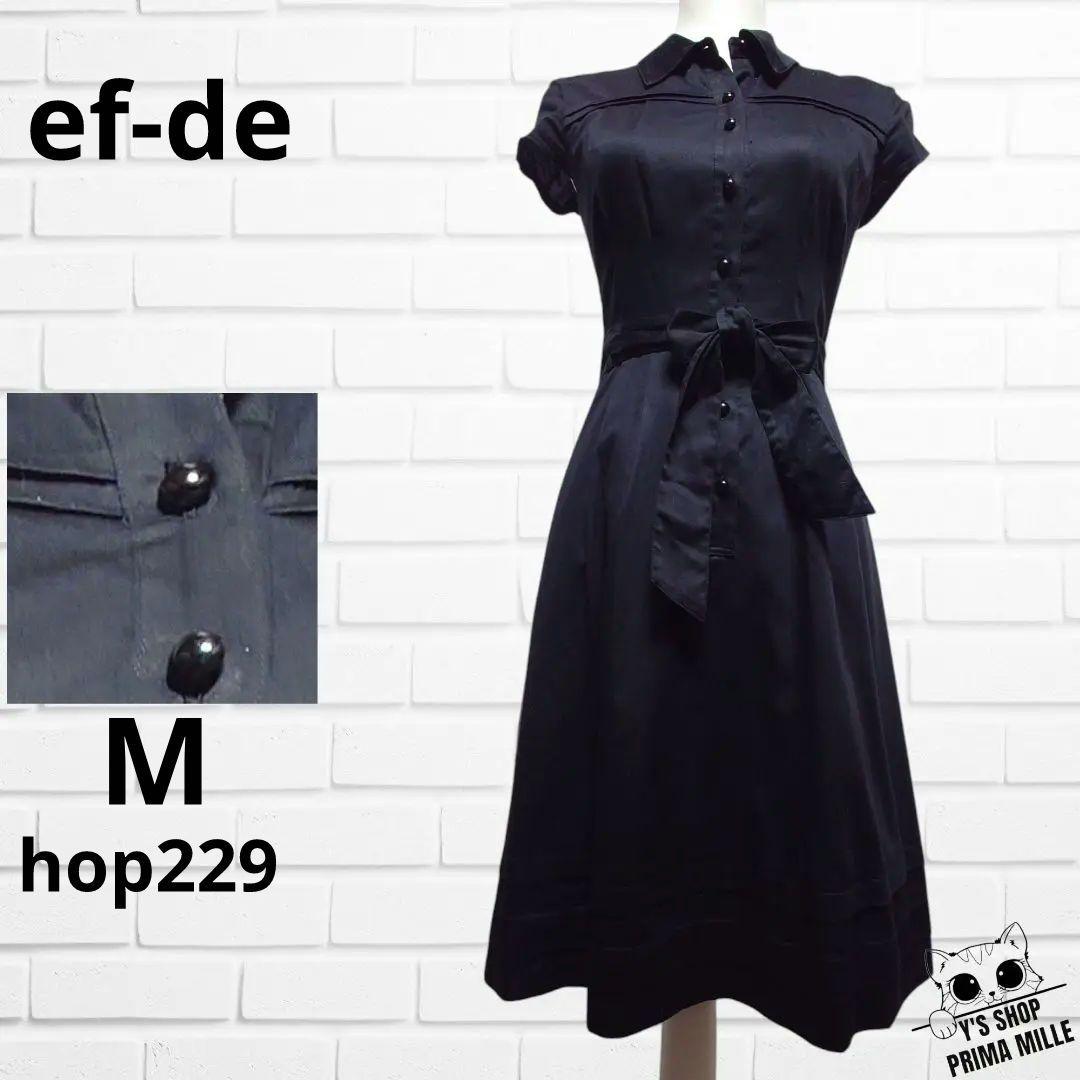 ef-de エフデ 黒 半袖 シャツワンピース ロング フレア hop229