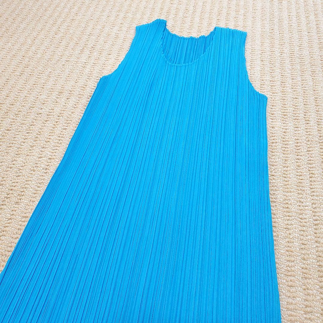 極美品✨PLEATS PLEASE プリーツ　ブルー　チュニック　スリット入り 極美品✨PLEATS PLEASE プリーツブルーチュニックスリット入り