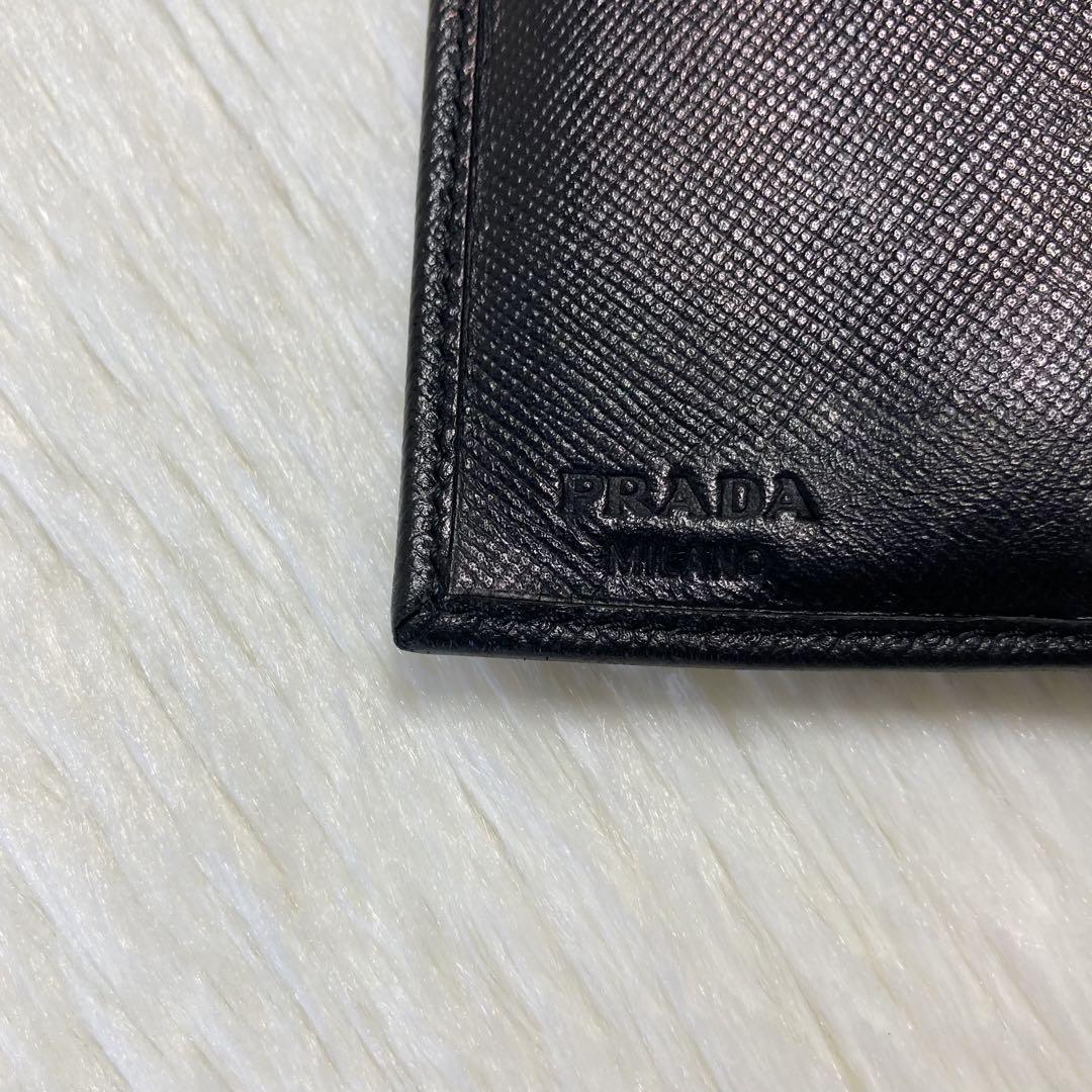 お買い得品 PRADA プラダ 付属品 三つ折り 財布 三角ロゴ 黒
