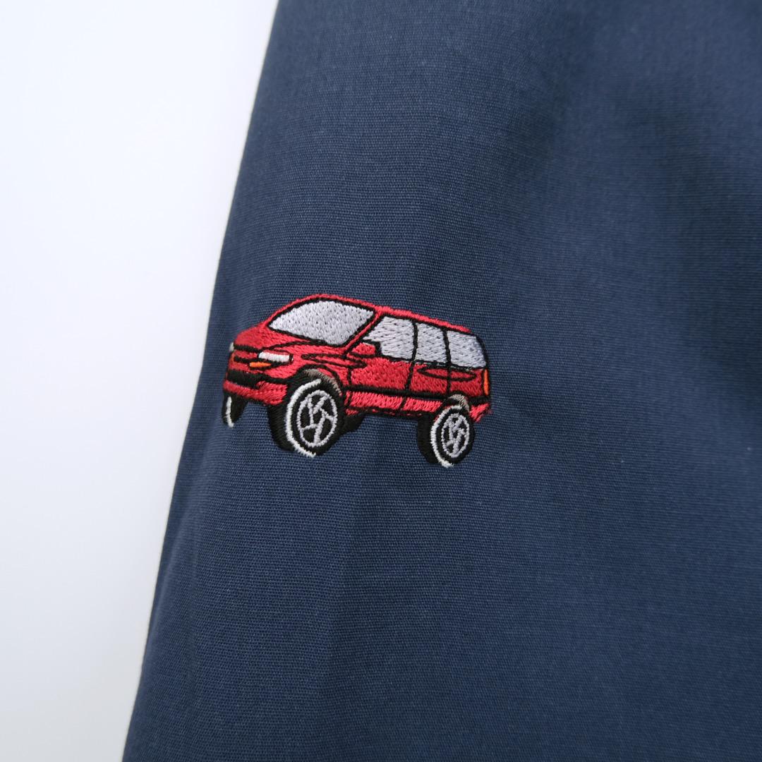 キングルイ　USA製90s 企業刺繍ロゴ　ハリントンジャケット　紺 L 古着.