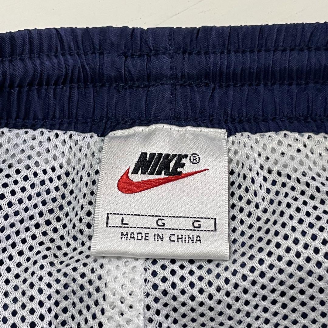 90s NIKE 銀タグ　スウォッシュ刺繍　ナイロンパンツ　y2k