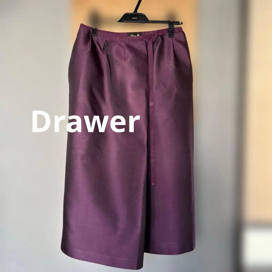 Drawerドローワー パープル タイトスカート ウエストリボン38M Drawer