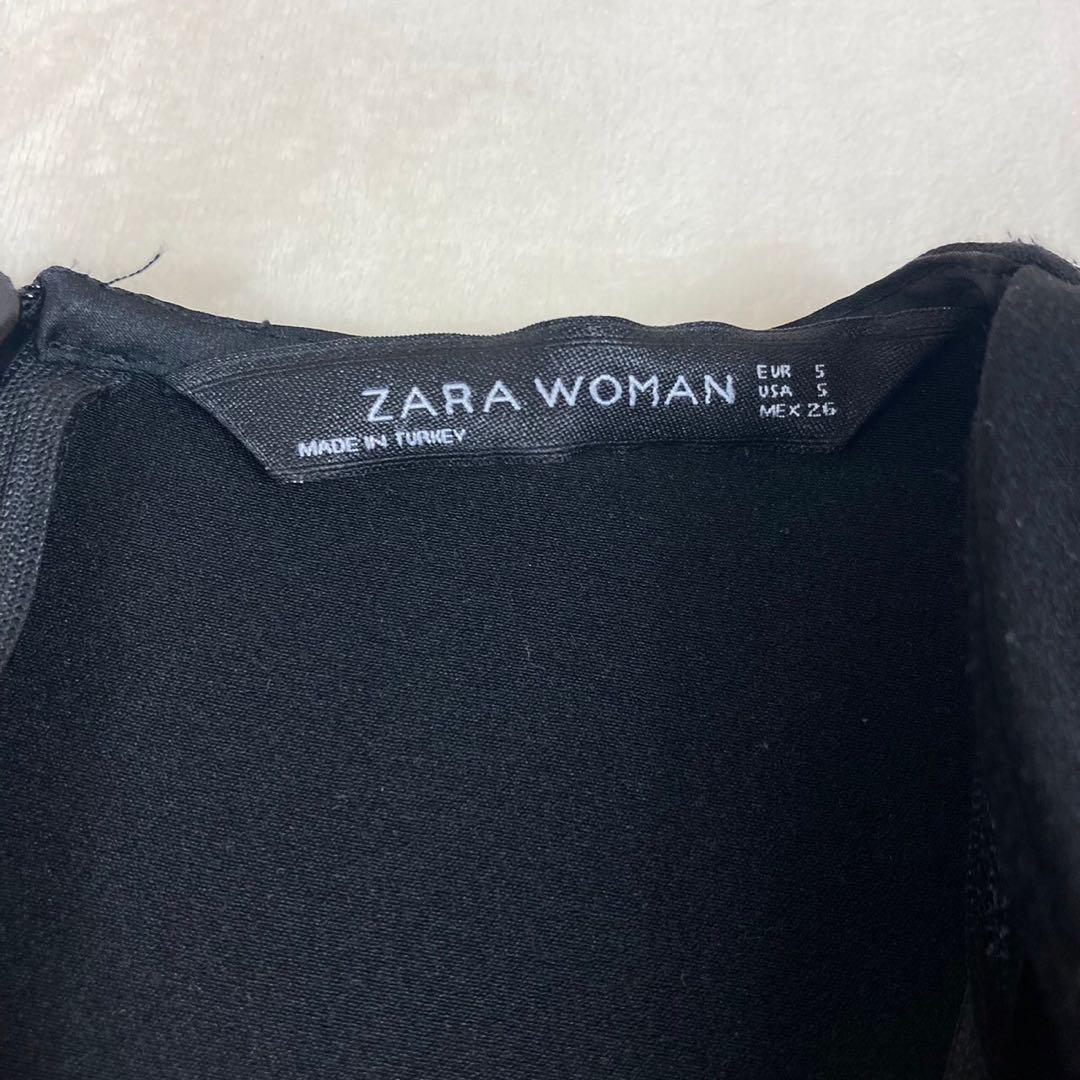⭐️ZARA woman ワンピース バルーン袖 フォーマル ブラック V