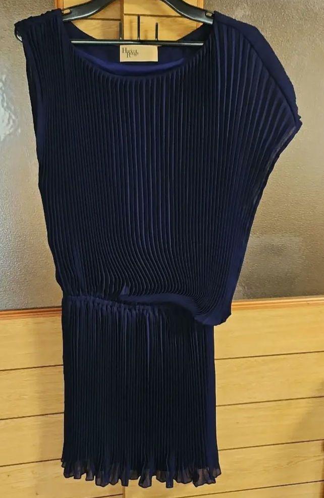 Haricot Rouge ネイビー プリーツ ノースリーブワンピース