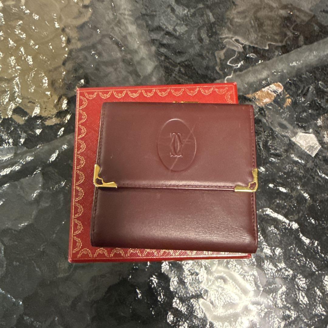 Cartier バーガンディ　二つ折り財布 Cartier 二つ折り財布 バーガンディ - メルカリ