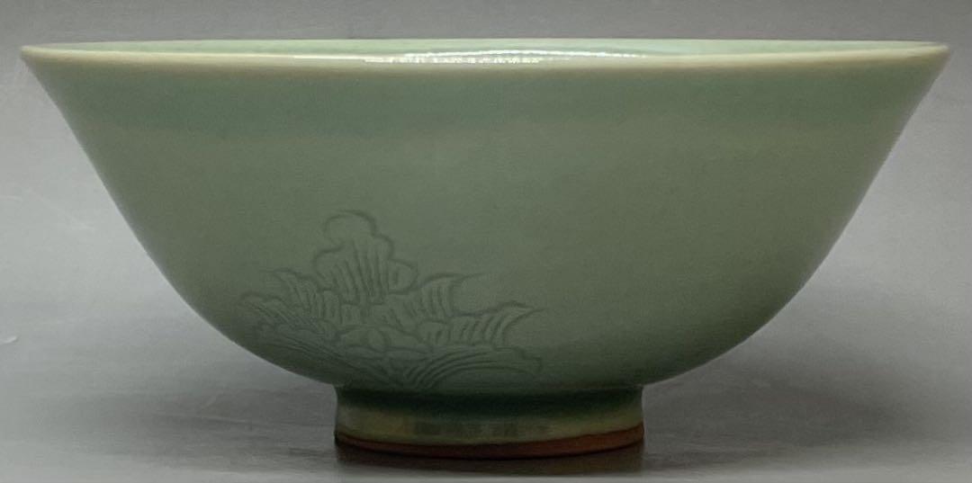 限定セール -SALE 高麗青磁 雲鶴文 c510 作家作品 在銘 茶碗 平茶碗 工芸品