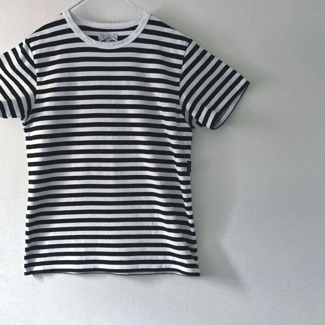 【美品】　アニエス・ベー　ボーダーシャツ　ブラック　サイズ2トップス