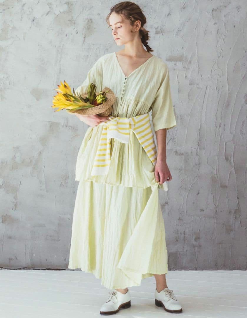 nest Robe コットンリネンシルクギャザーボリュームスカート