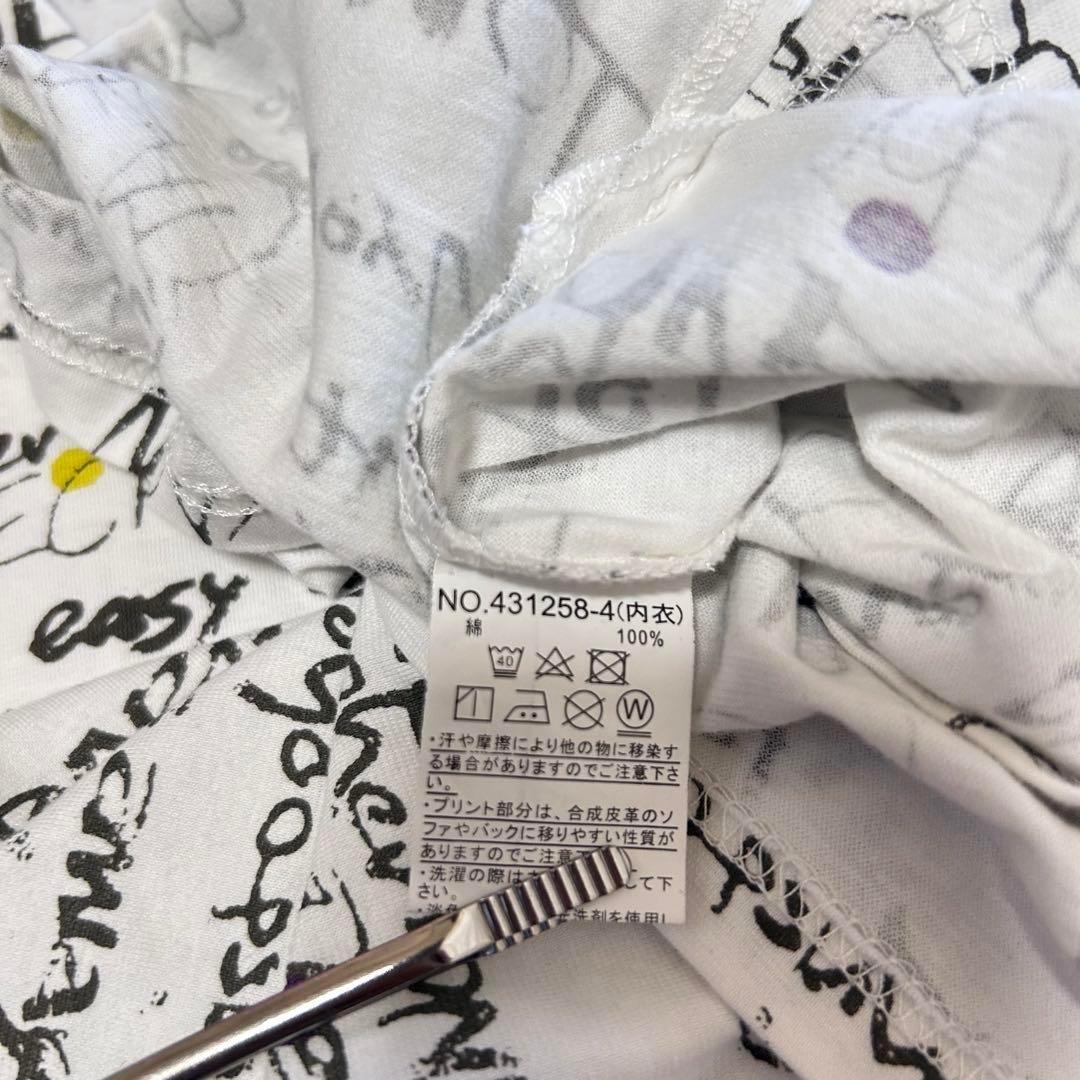 【f40】【モッカジーニー】ホワイト 文字プリント 半袖Tシャツ 【M】夏 【f40】【モッカジーニー】ホワイト 文字プリント 半袖Tシャツ 【M】夏