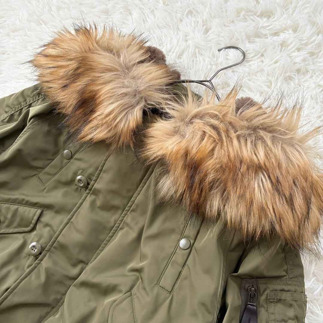 マウジー N-2B フライトジャケット ミリタリー 2way カーキ ファー マウジー N-2B フライトジャケット ミリタリー 2way カーキ ファー