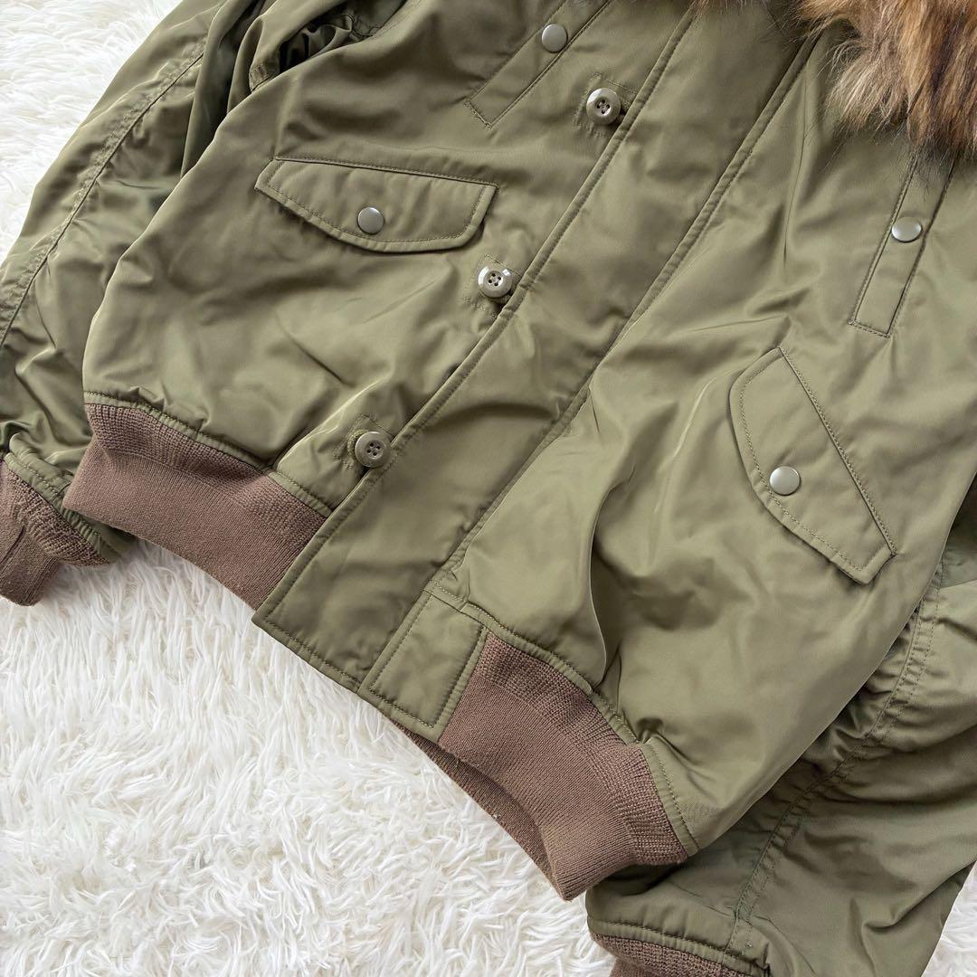 マウジー N-2B フライトジャケット ミリタリー 2way カーキ ファー マウジー N-2B フライトジャケット ミリタリー 2way カーキ ファー