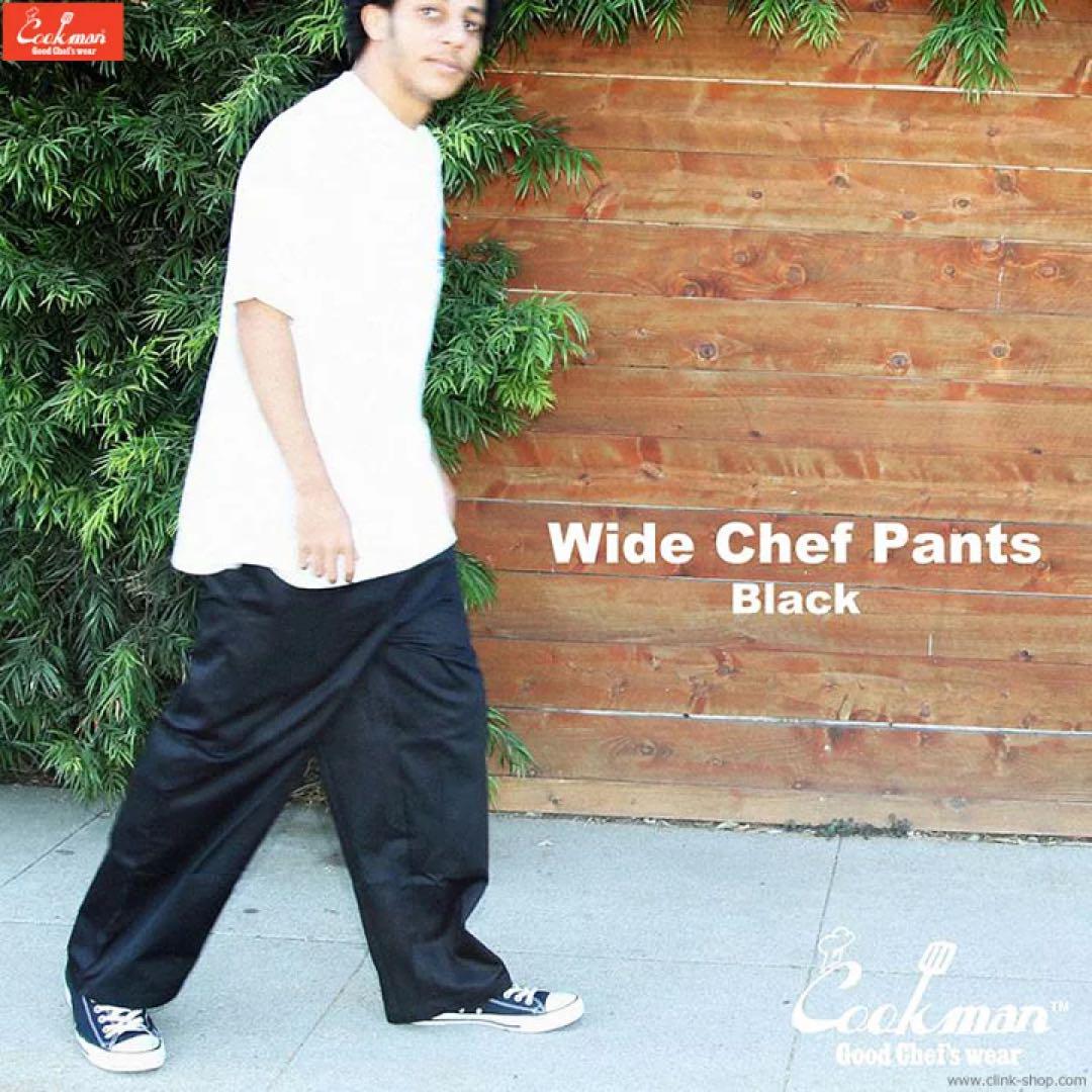 極美品 COOKMAN WIDE CHEF PANTS BLACK メンズ XL
