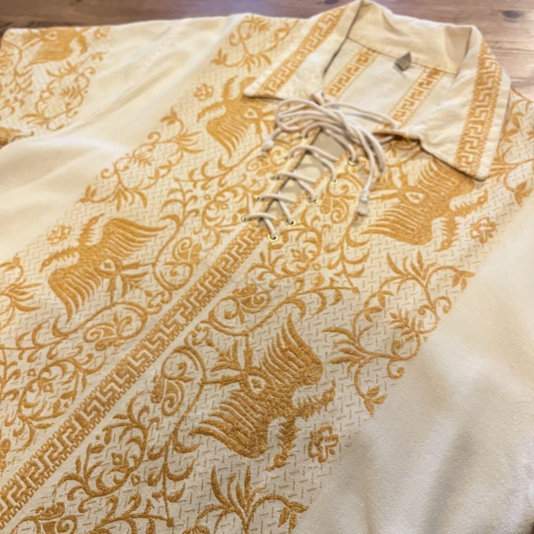 雰囲気◎80s vintage 刺繍 チロリアンプルオーバーシャツ 民族 りいち