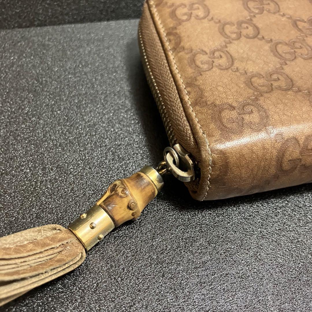 【極美品】　GUCCI 長財布　ラウンドファスナー　型番308281・0959 GUCCI グッチ 308281 0959 レザー ラウンドファスナー 長財布