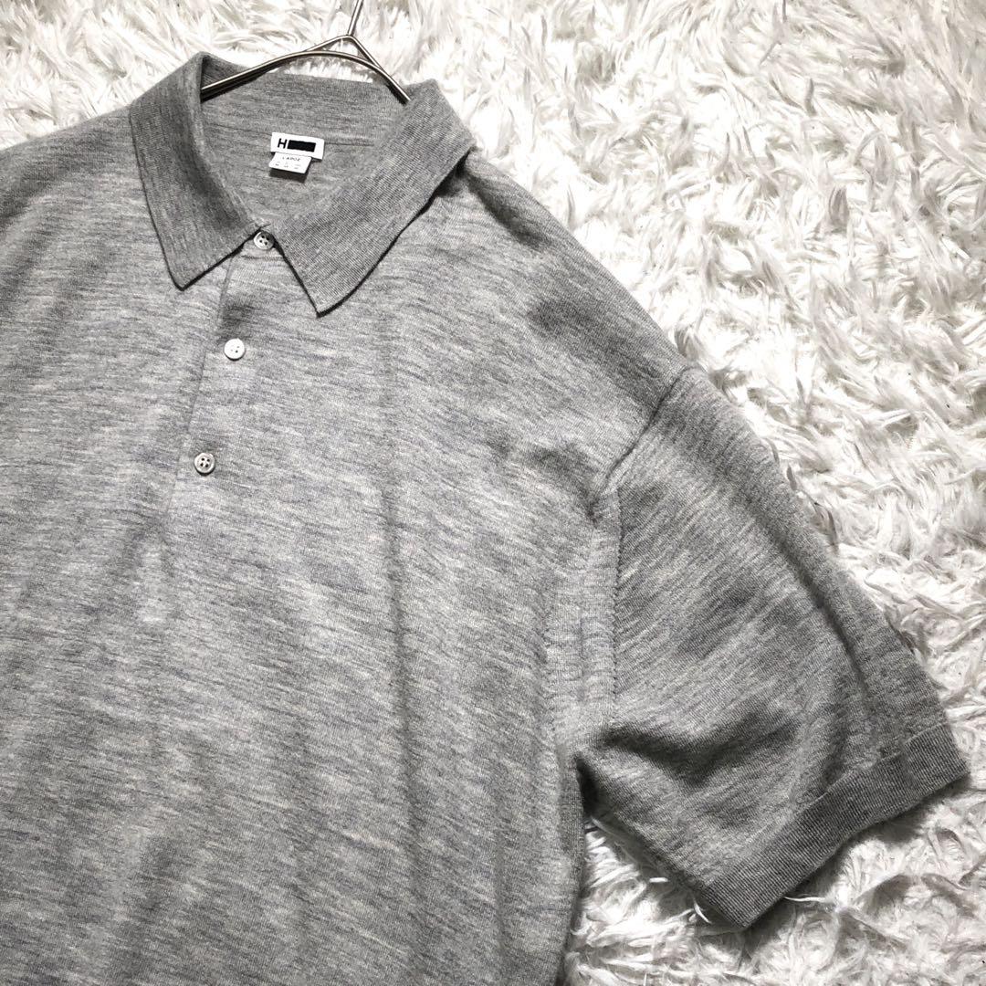 【美品】ユナイテッドアローズ　カシミヤ100% ポロシャツ　半袖　グレー　L