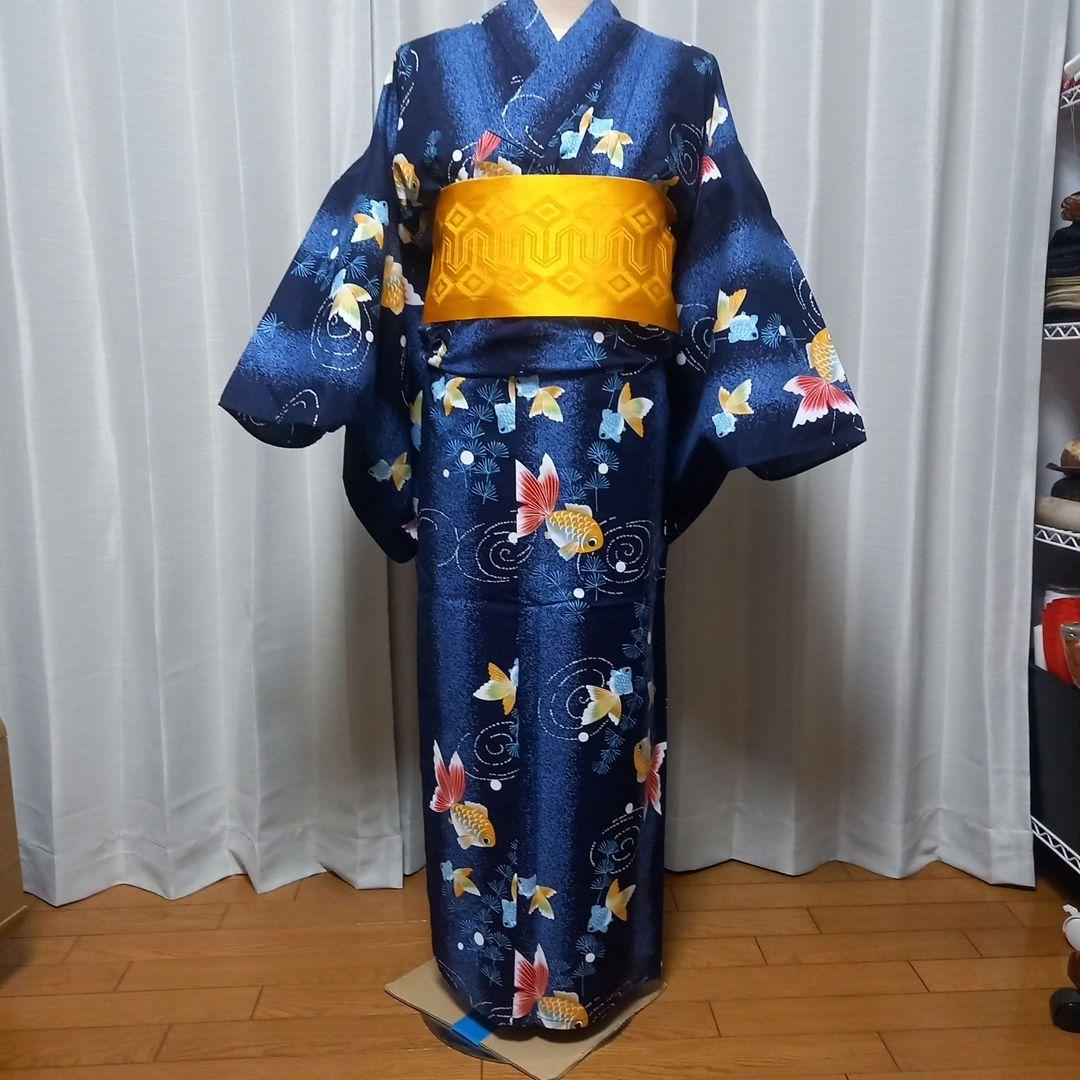 新品5L6L 浴衣単品 紺地に金魚柄⭐︎ 新品5L6L 浴衣単品 紺地に金魚柄⭐︎ 着物・浴衣