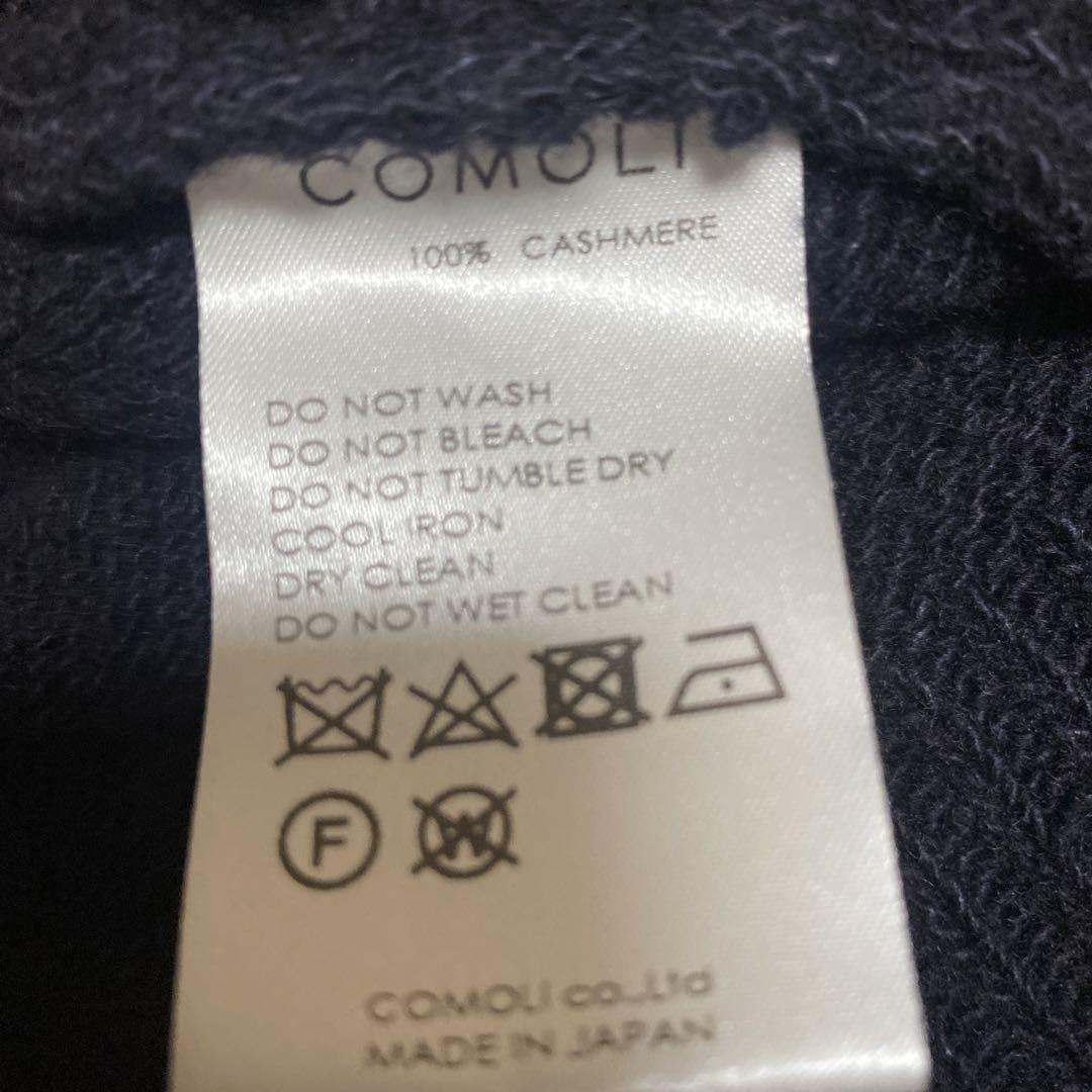 COMOLI カシミア　ネイビー クルーネックニット
