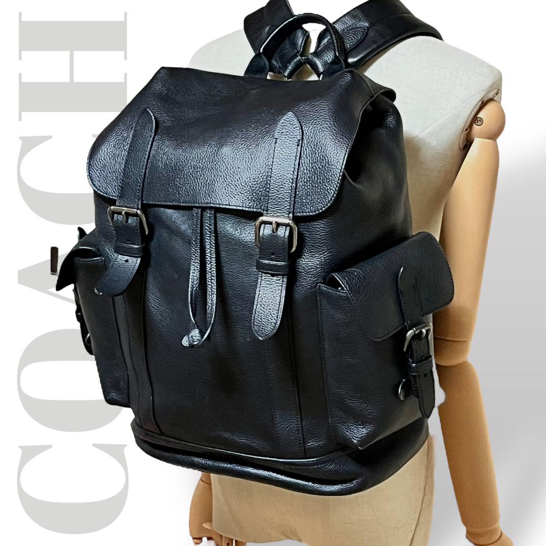 未使用に近い✨コーチ ハドソン リュックサック 大容量 レザー 黒 クロム鞣 希少/極美品】COACH コーチ ハドソン リュックサック 大容量