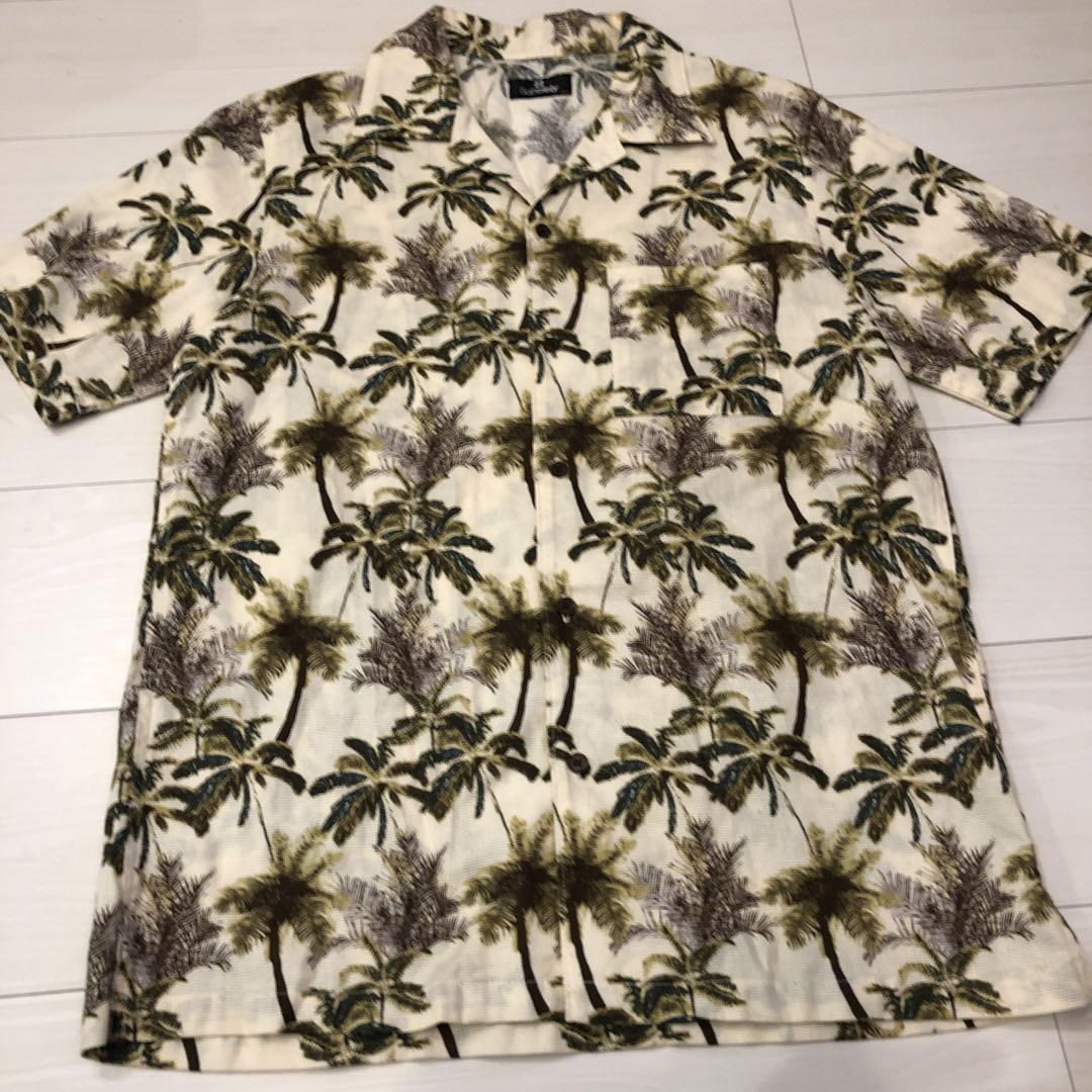 Subciety アロハシャツ 日本製 開襟 オープンカラー アイボリー 総柄