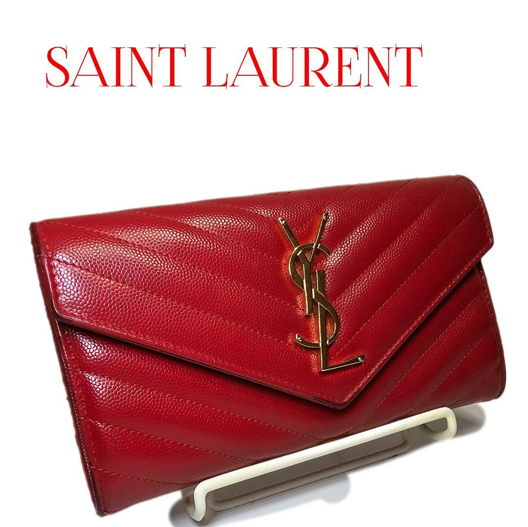 ✨大人気✨イヴ・サンローラン 長財布 カサンドラ YSL キャビアスキン　レッド