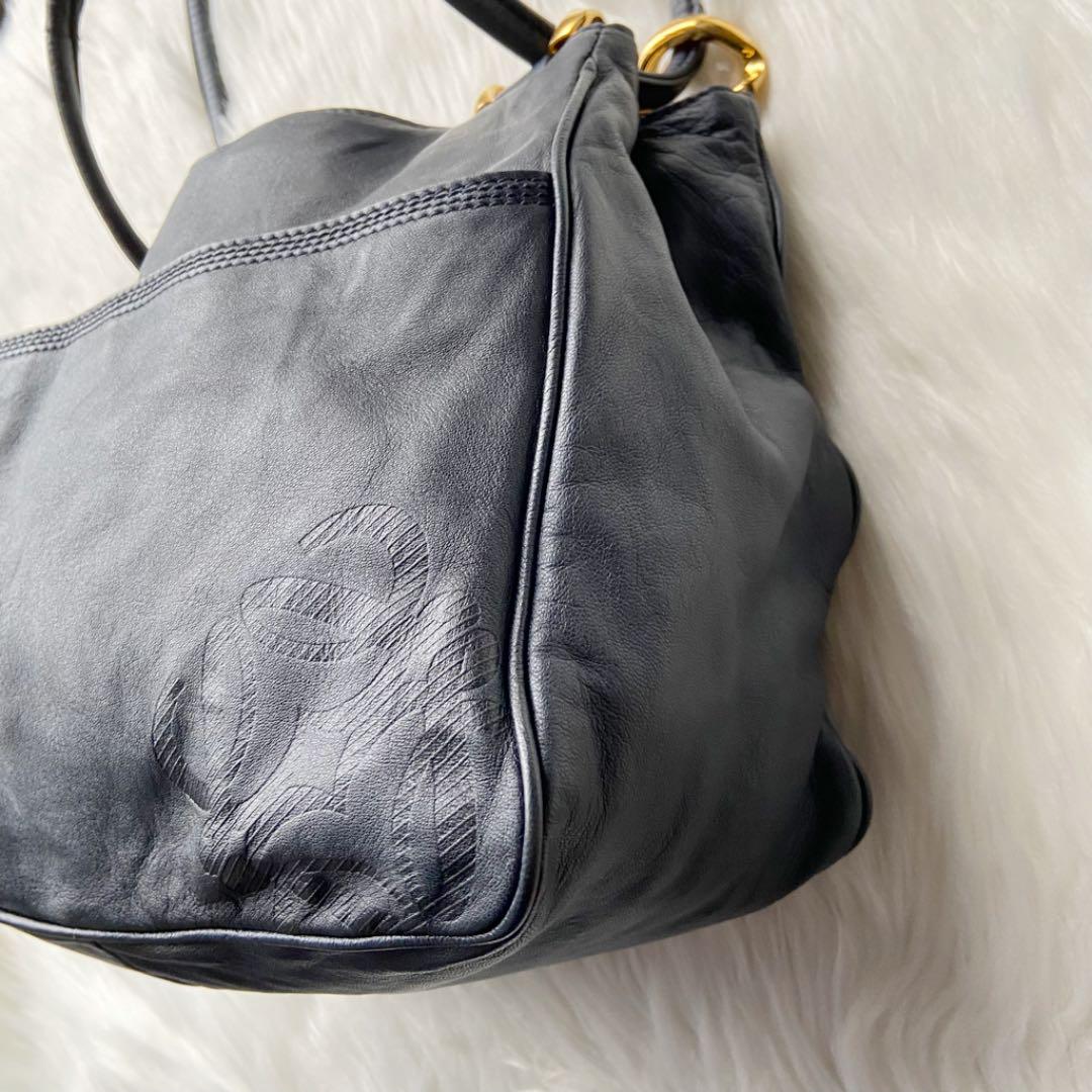 らくらくメ ✨人気品✨ロエベ 2way ショルダーバッグ ネイビー EwaG8-m92008644441 アナグラム ナッパレザー ブランド
