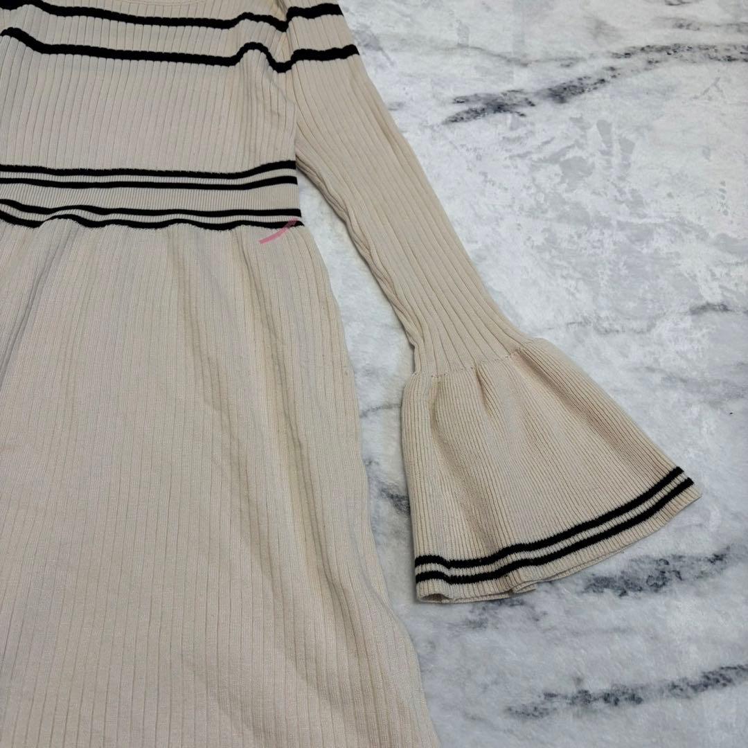 カワイイ フ 袖ニットワンピースロング丈 清楚系 ヒラヒラ袖FREE SIZE・cawaii DECORATOM_COM_BR