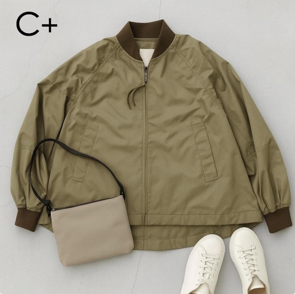 ＠J822@ C＋ ジップアップ 薄手 ブルゾン ラグランスリーブ M