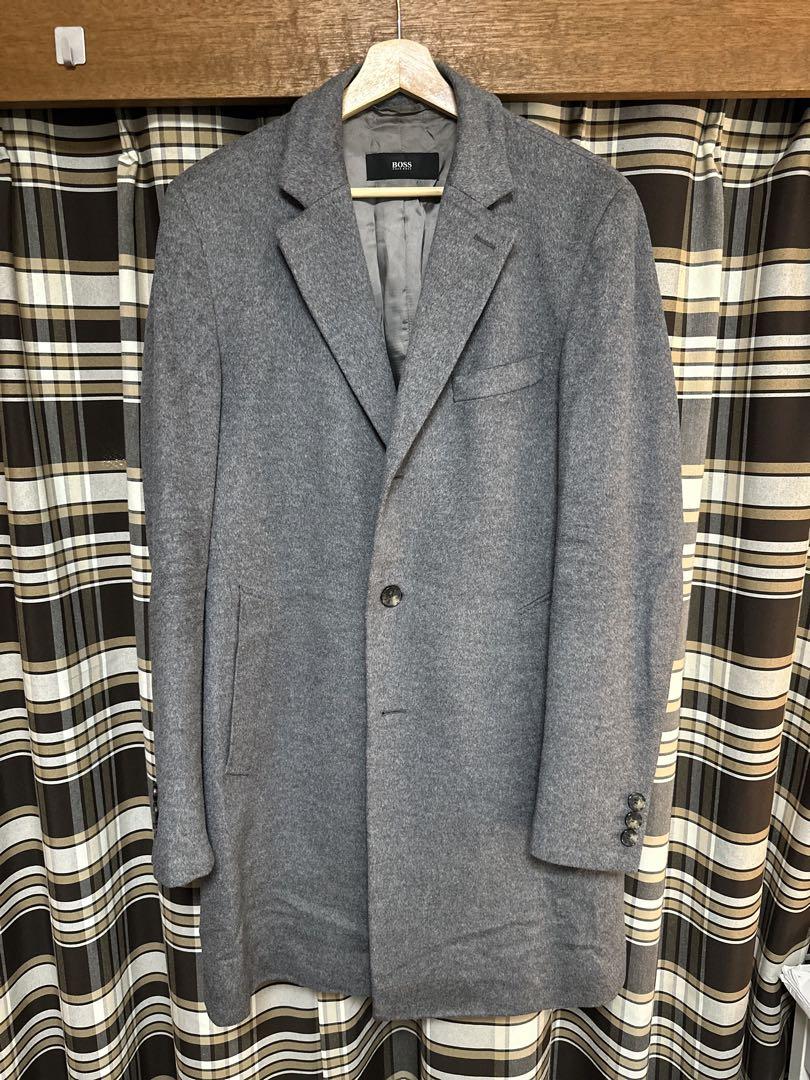 HUGO BOSS グレー チェスターコート カシミヤ・ウール