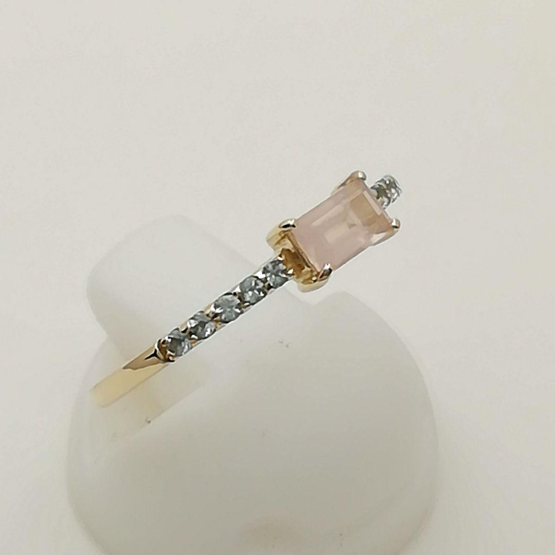 マル296、k10YG、ローズクォーツ、ブルートパーズ、リング。 マル296、k10YG、ローズクォーツ、ブルートパーズ、リング。