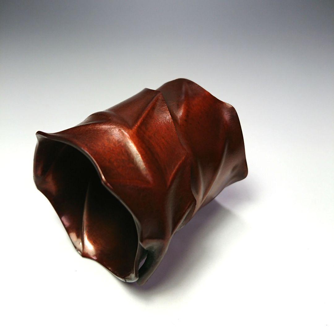 Ｓ２５５ 蓋置『純銅一葉蓋置』『藤井宗喜 作』 木箱 茶道具