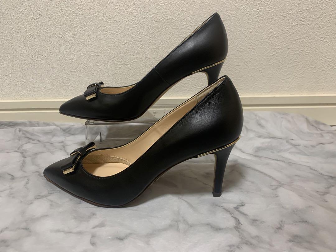 【美品】 ダイアナ　パンプス　ハイヒール　リボン　レザー　ポインテッドトゥ