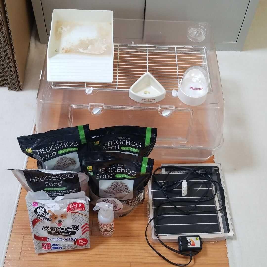 ハリネズミ 飼育セット ケージ ヒーター 他 新しく着き ハリネズミ用