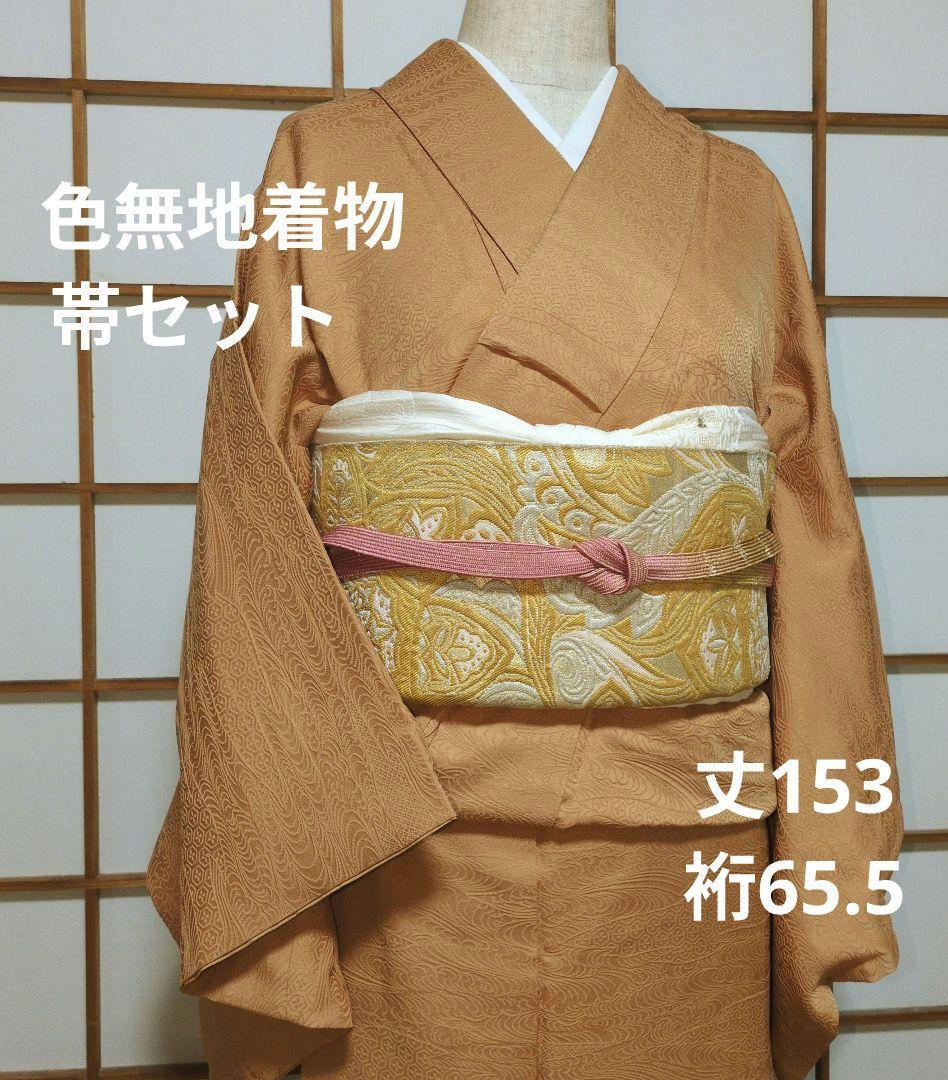 色無地＋帯 丈153 裄65.5 紋無し