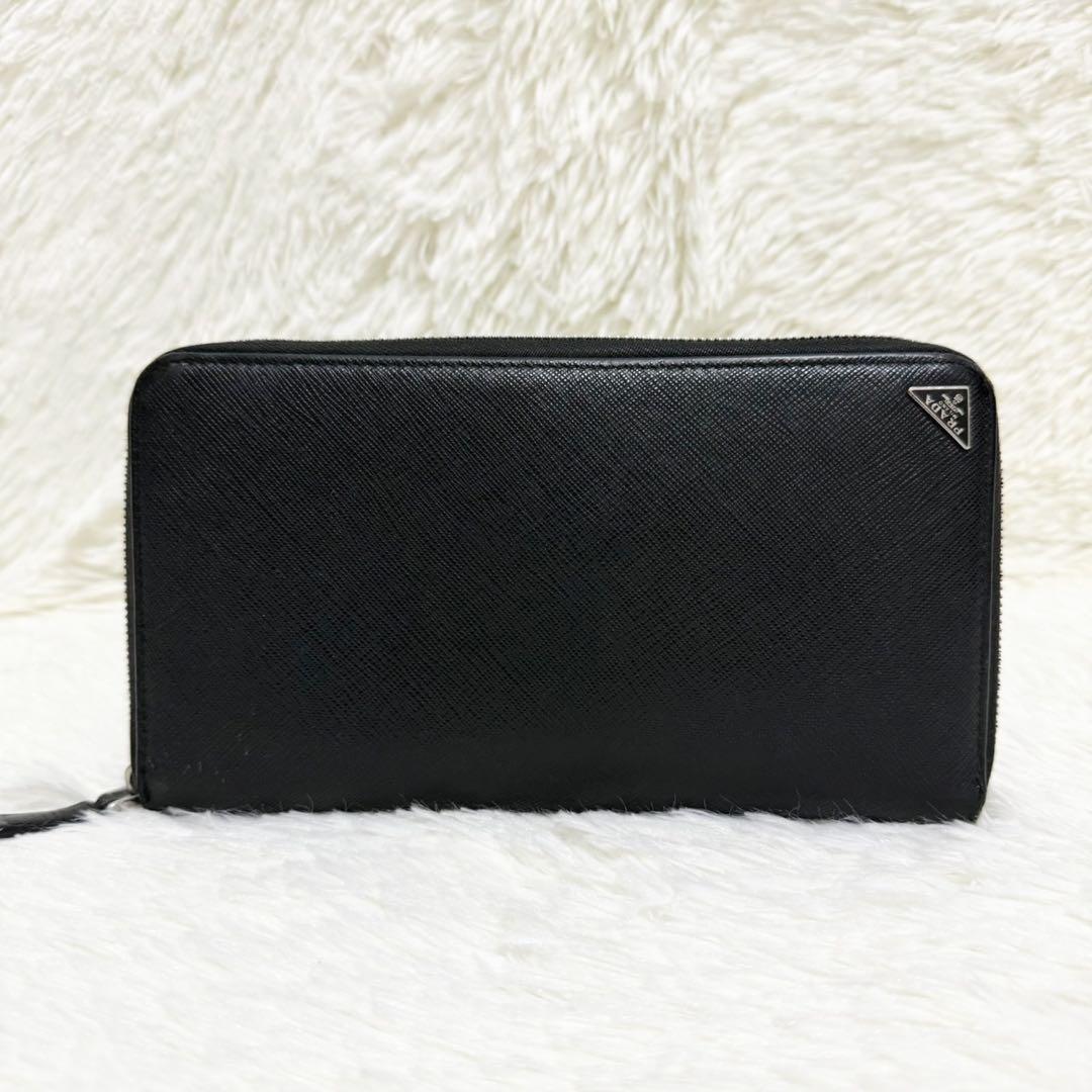 【人気】PRADA プラダ　長財布　ラウンドジップ　サフィアーノレザー　三角ロゴ