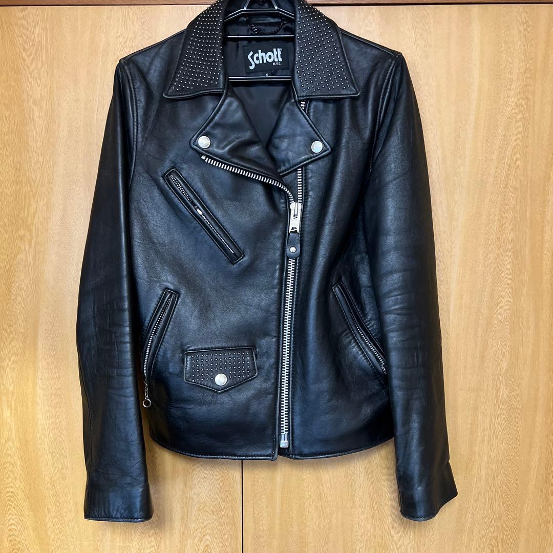 超目玉枠】 schott ショット レディース スタッズ ライダース S レザー