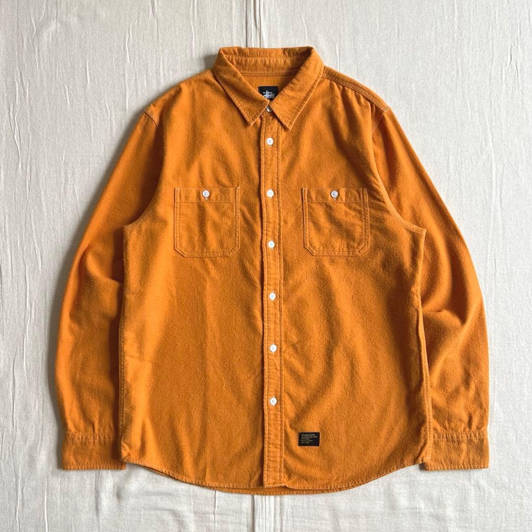 00s　旧タグ　stussy　ロゴ刺繍タグ　両胸ポケット　L/S コットンシャツ