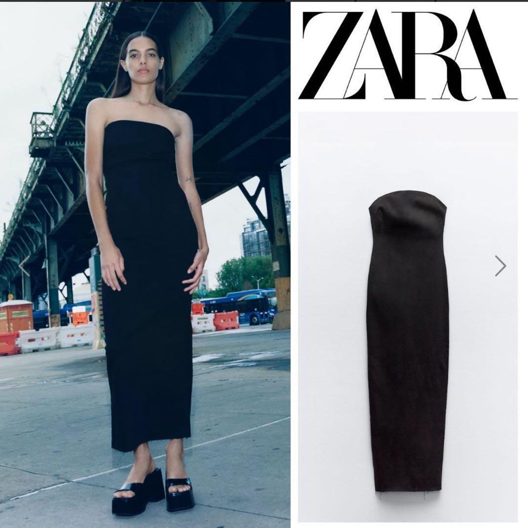 新品未使用　ZARA ストラップレス タイトスカート ブラック