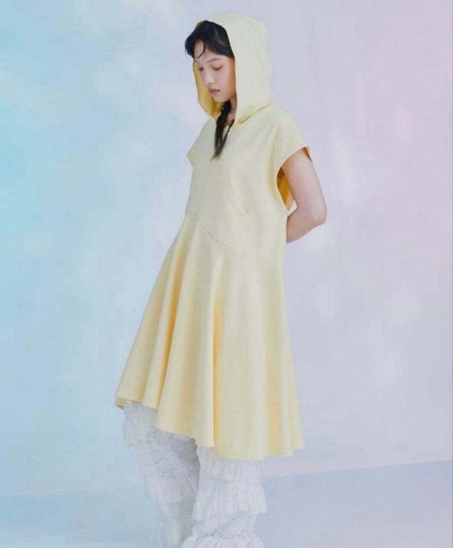 Poppy アシンメトリーフ 半袖ワンピース イエロー SIZE POPPY