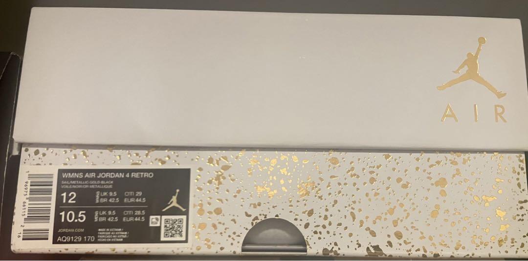 28.5cm nike air jordan 4 white gold 画像12
