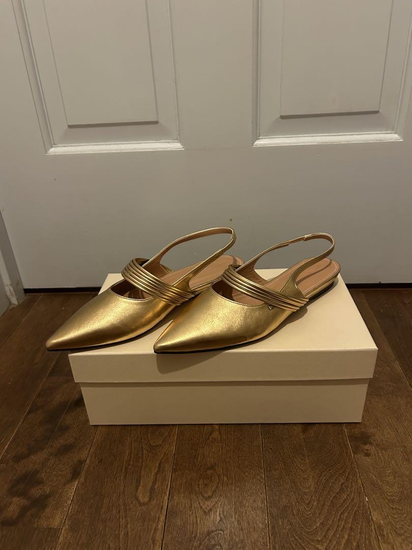 新品 LAURENCE/ロランス ゴールドフラットシューズ 36