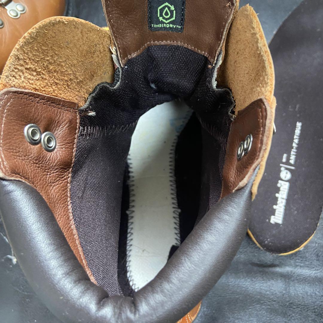 Timberland ブーツ 本革 レースアップ US8 キャメル ブランドロゴ