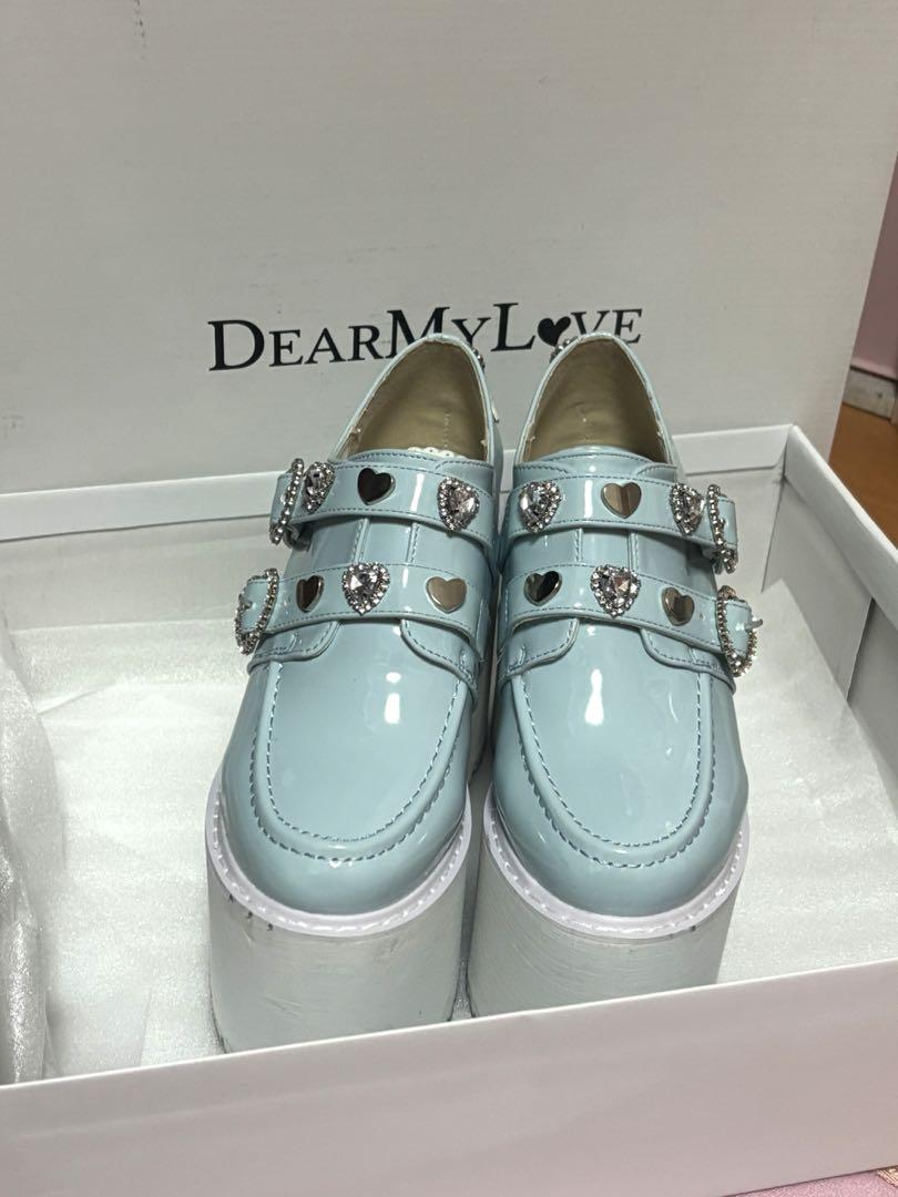 Dear My Love キラキラハートチェーン付きダブルローファー　サックス