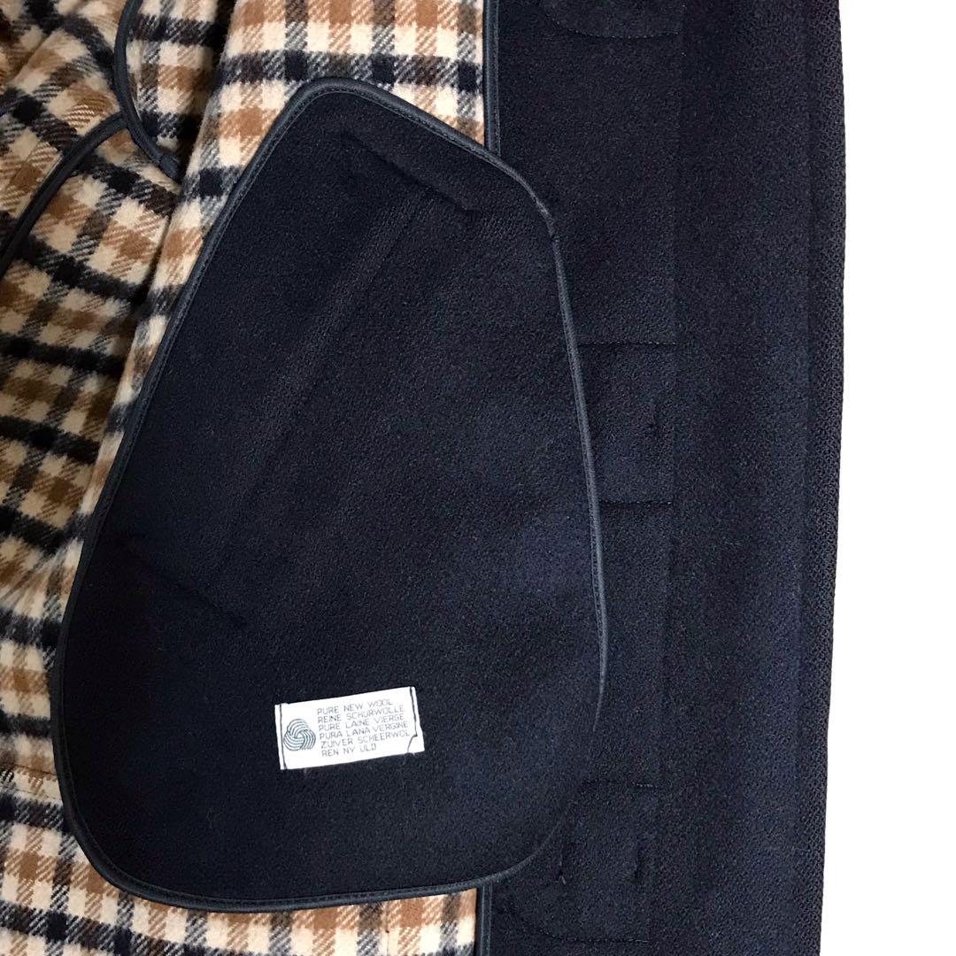 Aquascutum ダッフルコート 英国製 ネイビー ハウスチェック メンズ