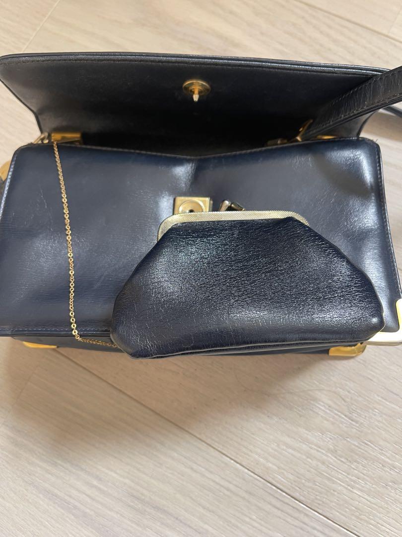 Christian Dior ブラックレザー ショルダーバッグ